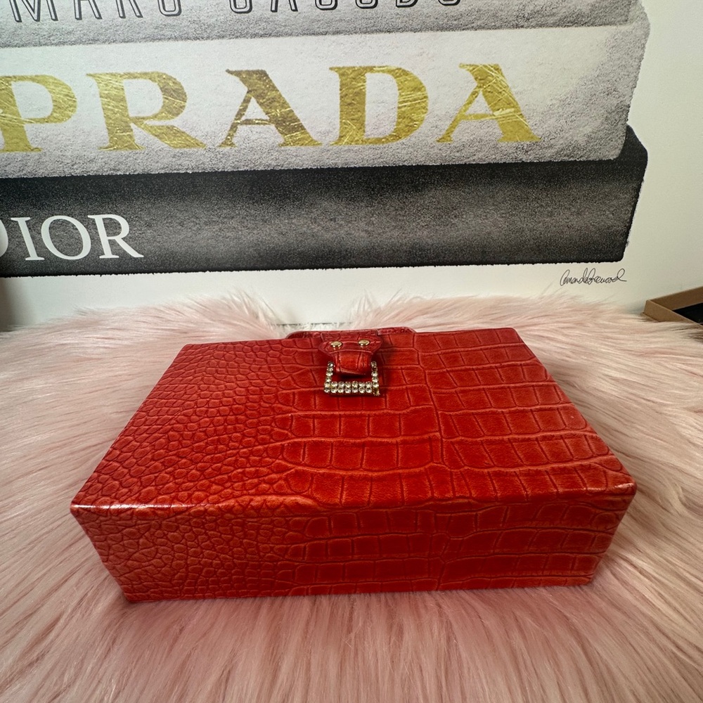 Red Crocodile-Embossed Mini Bag RETAIL $200+ - Picture 5 of 6
